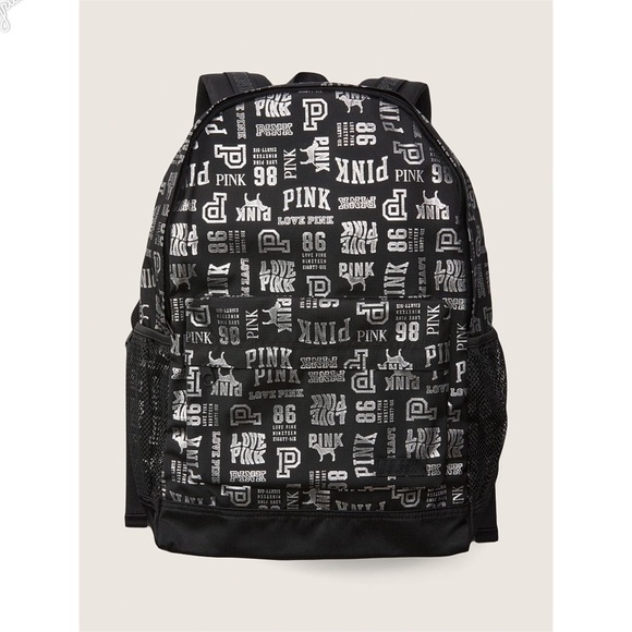 PINK Victoria's Secret Handbags - PINK Collegiate Backpack New With Tags, Black Front Zip
